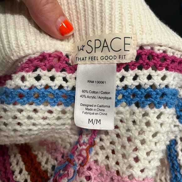 Lspace On the Horizon Striped Crochet Shorts Cream Pink Blue Red Size Medium - Picture 9 of 12